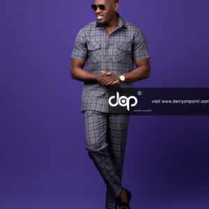 Grey Checked Safari Suit