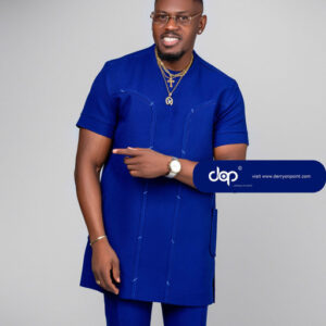 Royal Blue Kaftan with frontal design